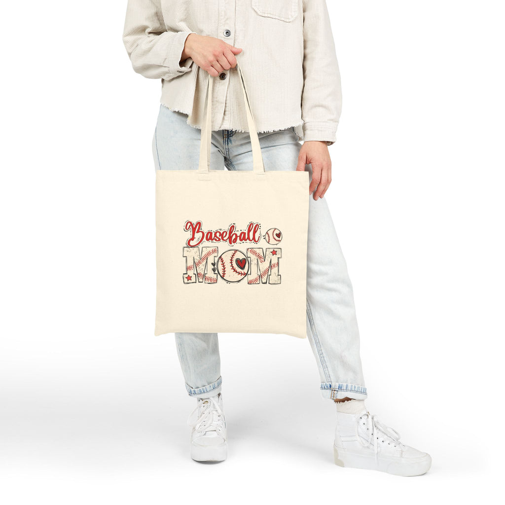 Baseball Mom Cotton Canvas Tote Bag