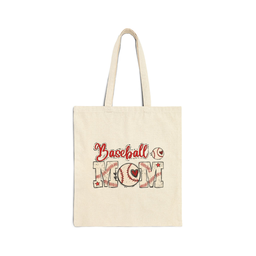 Baseball Mom Cotton Canvas Tote Bag