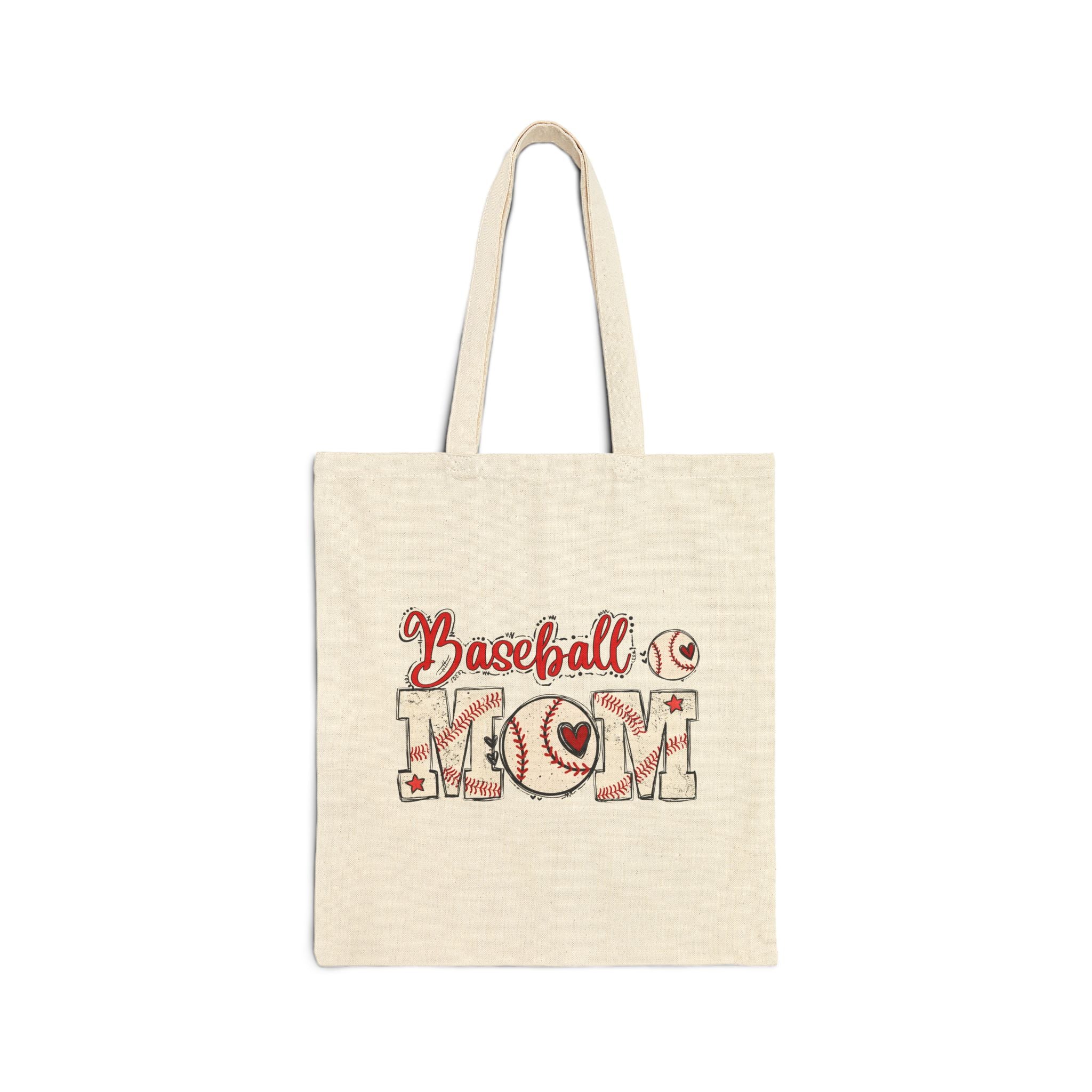 Baseball Mom Cotton Canvas Tote Bag