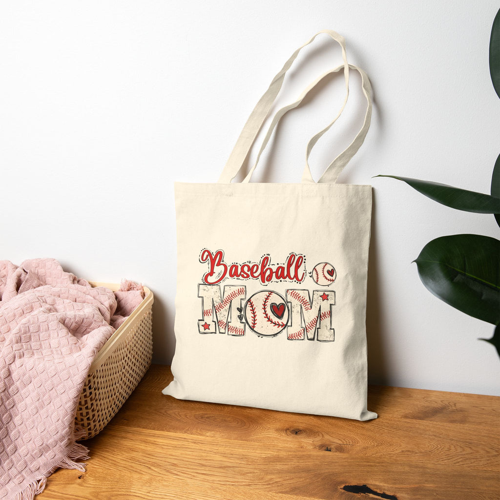 Baseball Mom Cotton Canvas Tote Bag