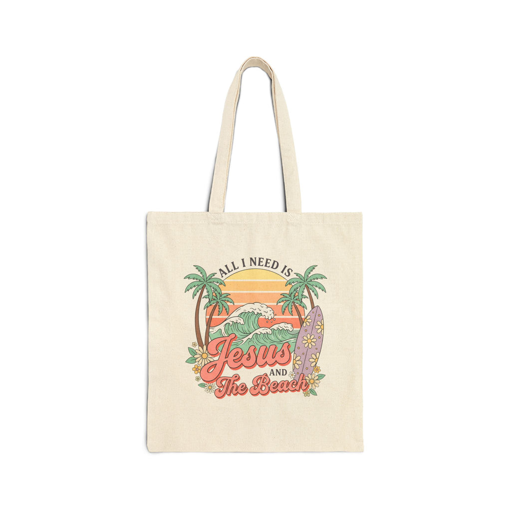 Jesus and the Beach Cotton Canvas Tote Bag